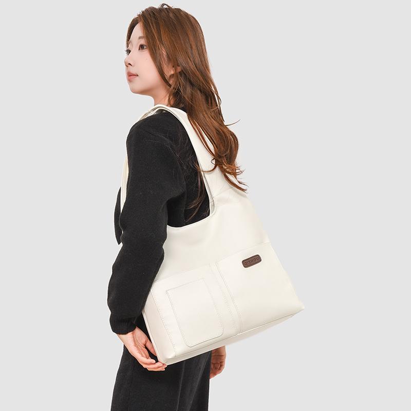 Large Capacity Tote Bag Women's Shoulder Underarm Handbag PU Commuter Bag