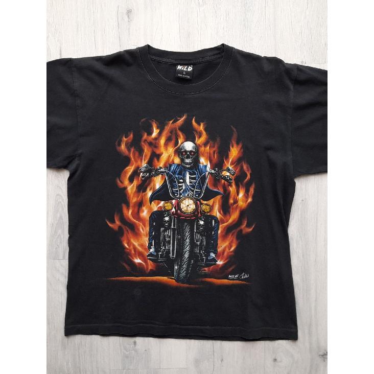 Men S Biker Skull Flame Shirt Large Medium Skeleton Riding Motorcycle Tee Skeleton Rides Motorcycle T-Shirt Skeleton Motorcycle Rider UK S чёрный