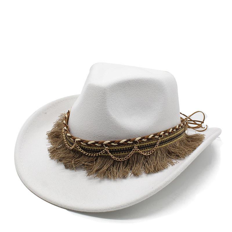 Sombrero de Fieltro Estilo Étnico Vintage con Ala Ancha Para Hombres Mujeres Protección Solar de Verano