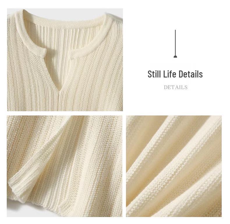 Women's Autumn/Winter Fine Wool Round Neck Hollow Stripe Long Sleeve Knitwear