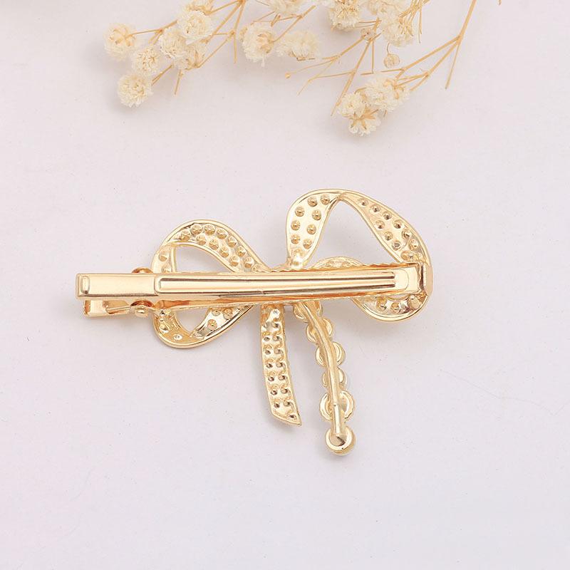 Bow Pearl Hairpin Women'S Leaf-Shaped Bangs Clip, Forehead Broken Hair Card Duck Bill Clip Side Hair Accessories