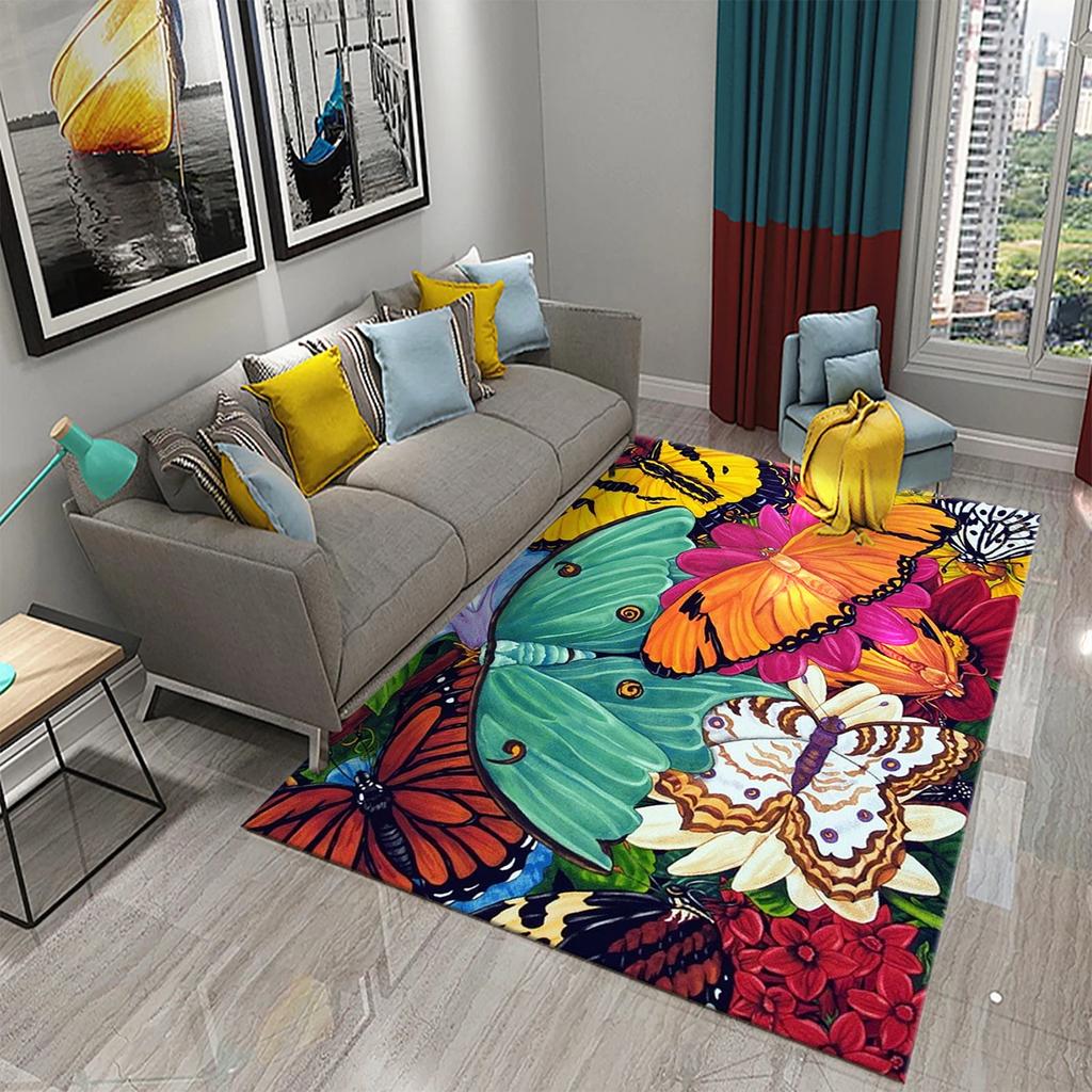 3D Colorful Oil Painting Butterfly Carpet Entrance Door Carpet Bedroom Decor Living Room Floor Mats Bathroom Non-slip Area Rugs