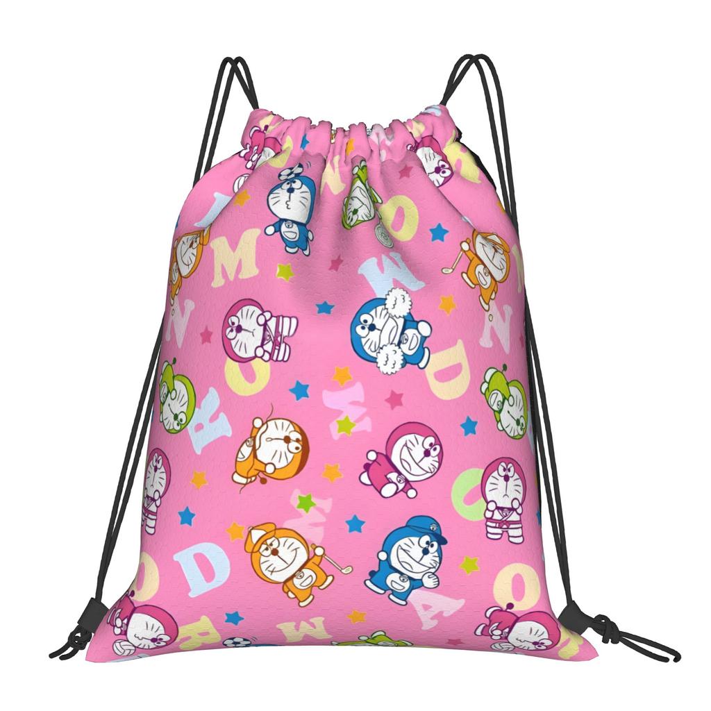 Custom D-Doraemones Drawstring Backpack Women Men Gym Sport Sackpack Foldable Cartoon Training Bag Sack