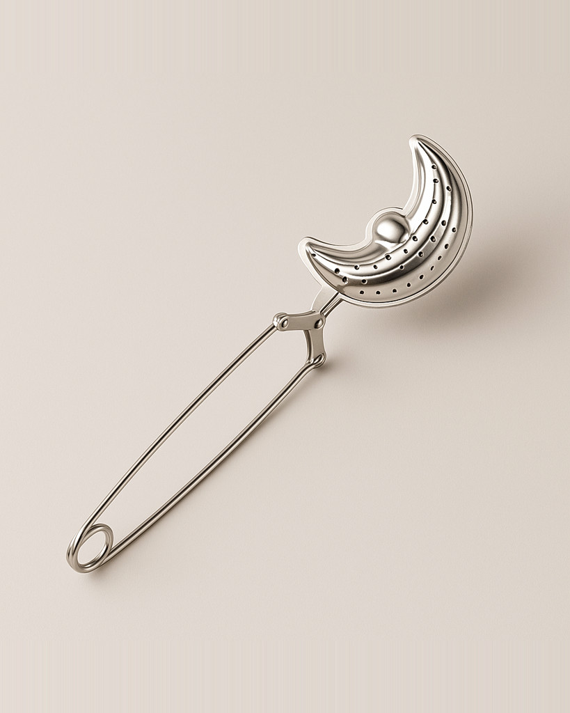 Sítko na sáčky ve tvaru měsíce Nerezová ocel Čajový filtr Síťovaná kleště na opakované použití