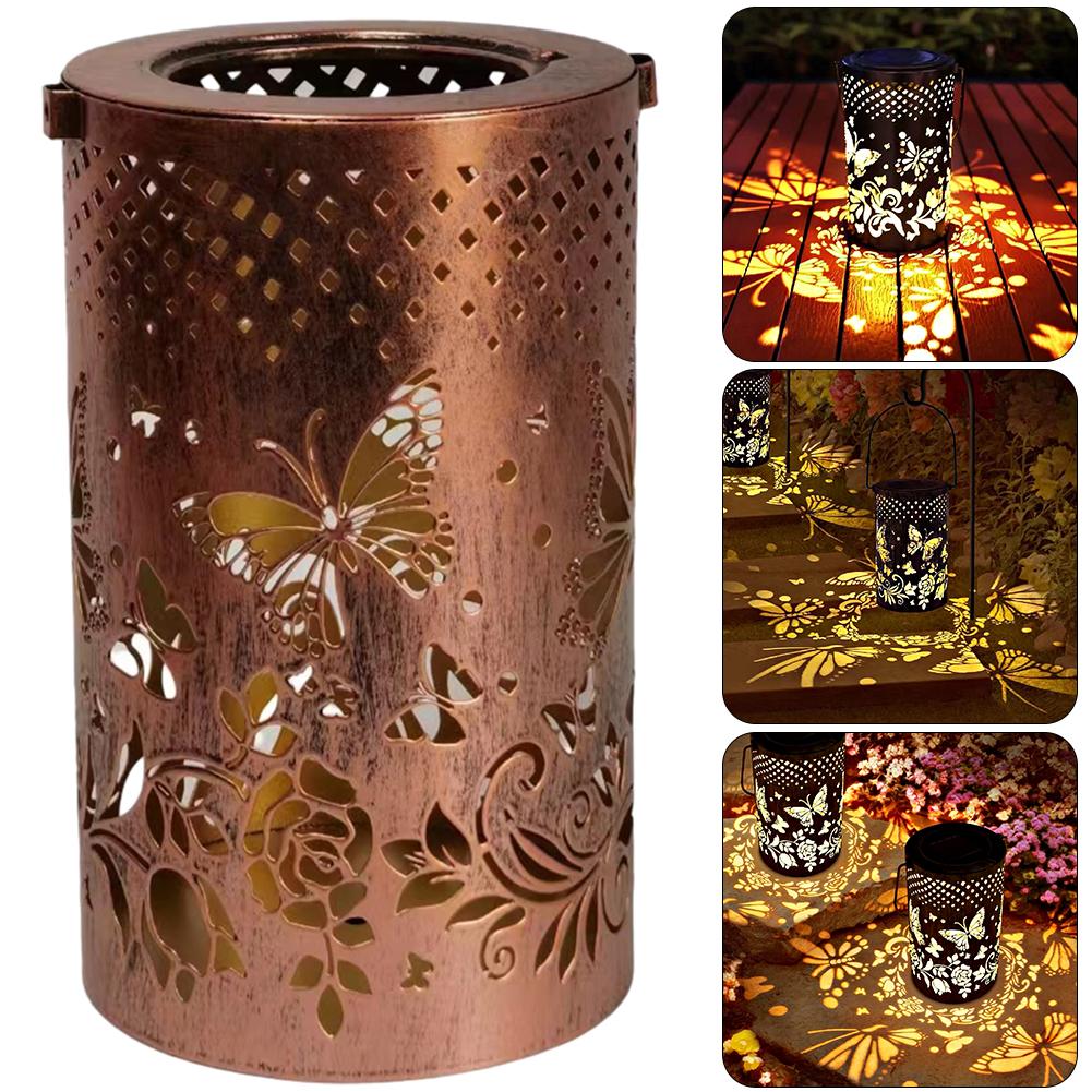 Butterfly Shadow Solar Light IP65 Waterproof Projection Solar Garden Light Solar Hanging Lantern Light Outdoor Garden Decoration