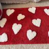 Korean Style Red Velvet Heart Shape Rug Non-Slip Absorbent Floor Mat Bedroom Bathroom Kitchen