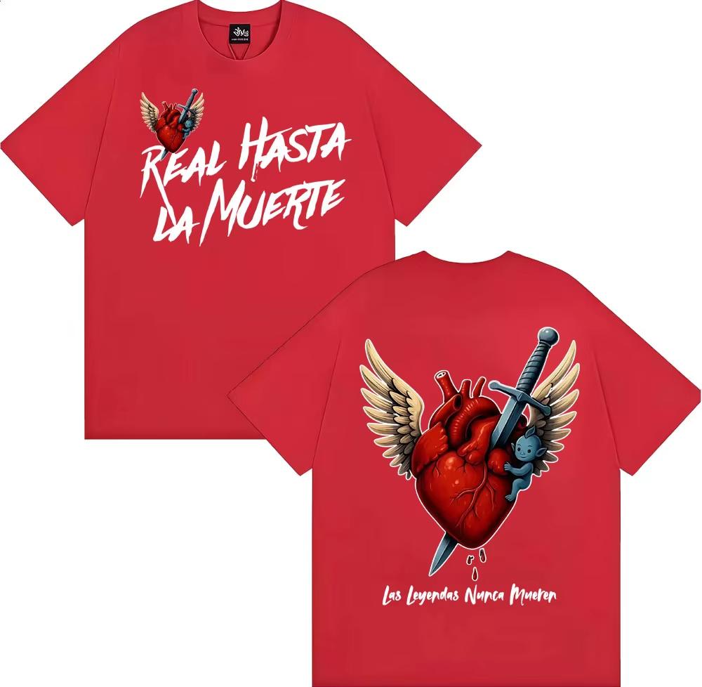Anuel AA Rhlm 2 Real Hasta La Muerte Heart T Shirt Men Women Fashion Retro Short Sleeve Tshirts Cotton ONeck Tshirt