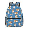 Corgi Puppy Lie Down In Blue Background Backpack Student Boys Girls BookBag Children School Bag Shoulder Bags for Men Women