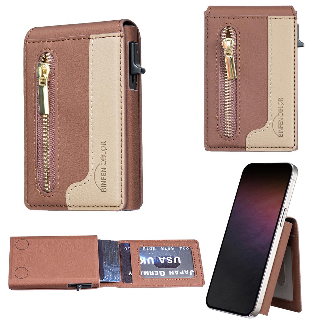Luxury Business Zipper Magnetic PU Leather Wallet Card Holder For Men and Women Shockproof Slim Fit kickstand Cover