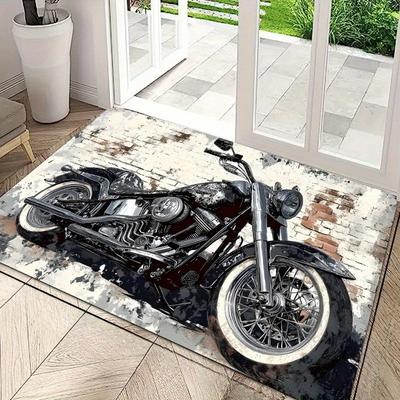 1 Stück Retro Klassisches Motorrad Fußmatte, Rutschfeste Bodenmatte, Geeignet für Wohnzimmer, Schlafzimmer, Badezimmer, Ferienhaus Dekoration