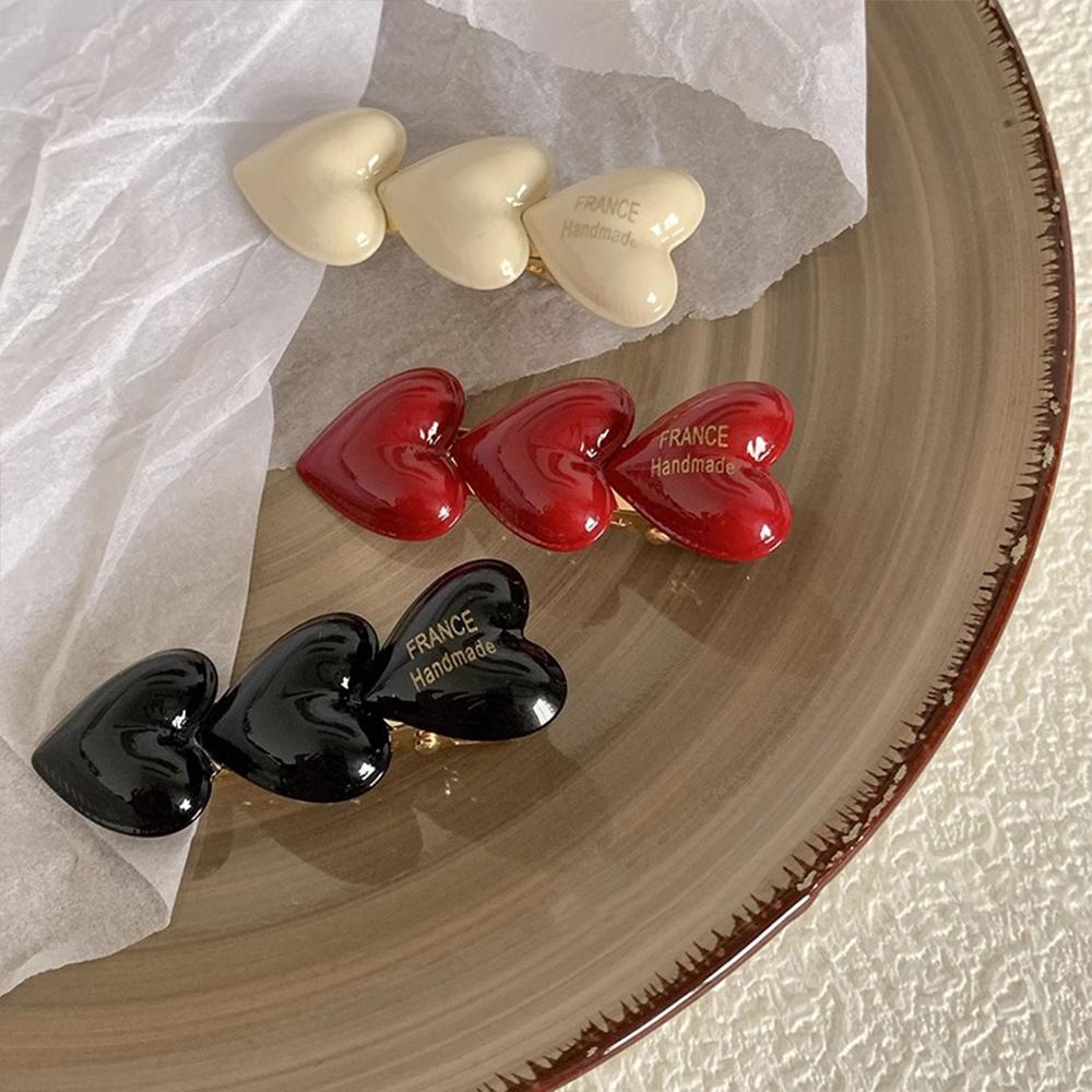 Three Little Hearts Duckbill Clip Peach Heart Girls Hairpins Fashion Hair Clip  for Women Girls