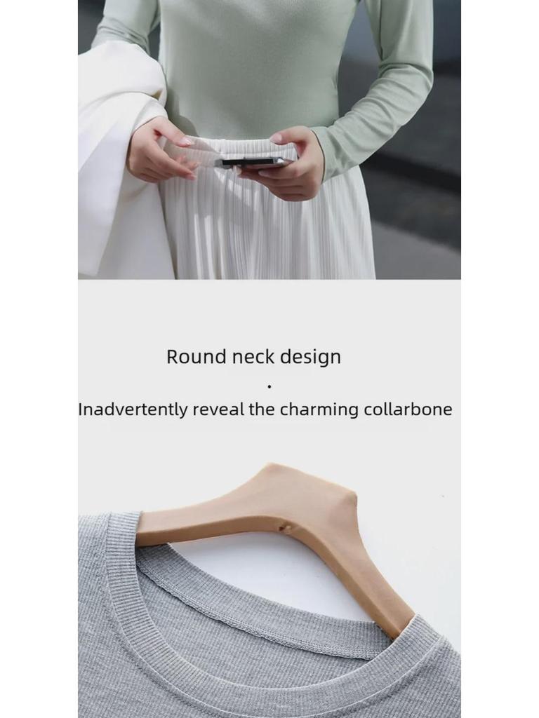 Pulover Tricotat cu Guler Semi-Înalt, Mânecă Lungă, Bumbac Filetat Elastic, Slim Fit Coreean, pentru Femei - Ediție de Primăvară