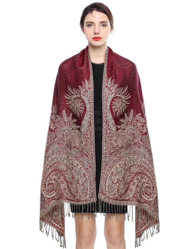 Thick Pashmina Scarf Shawl Wrap Paisley Jacquard Stoles Vintage Cashew Scarves Printed Cotton Tippet Sunscreen Hijab