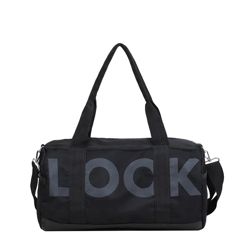 

2024 весна и лето новая большая модная корейская версия сумки для отдыха дорожная сумка корейская версия текстура алфавит женская сумка чёрный