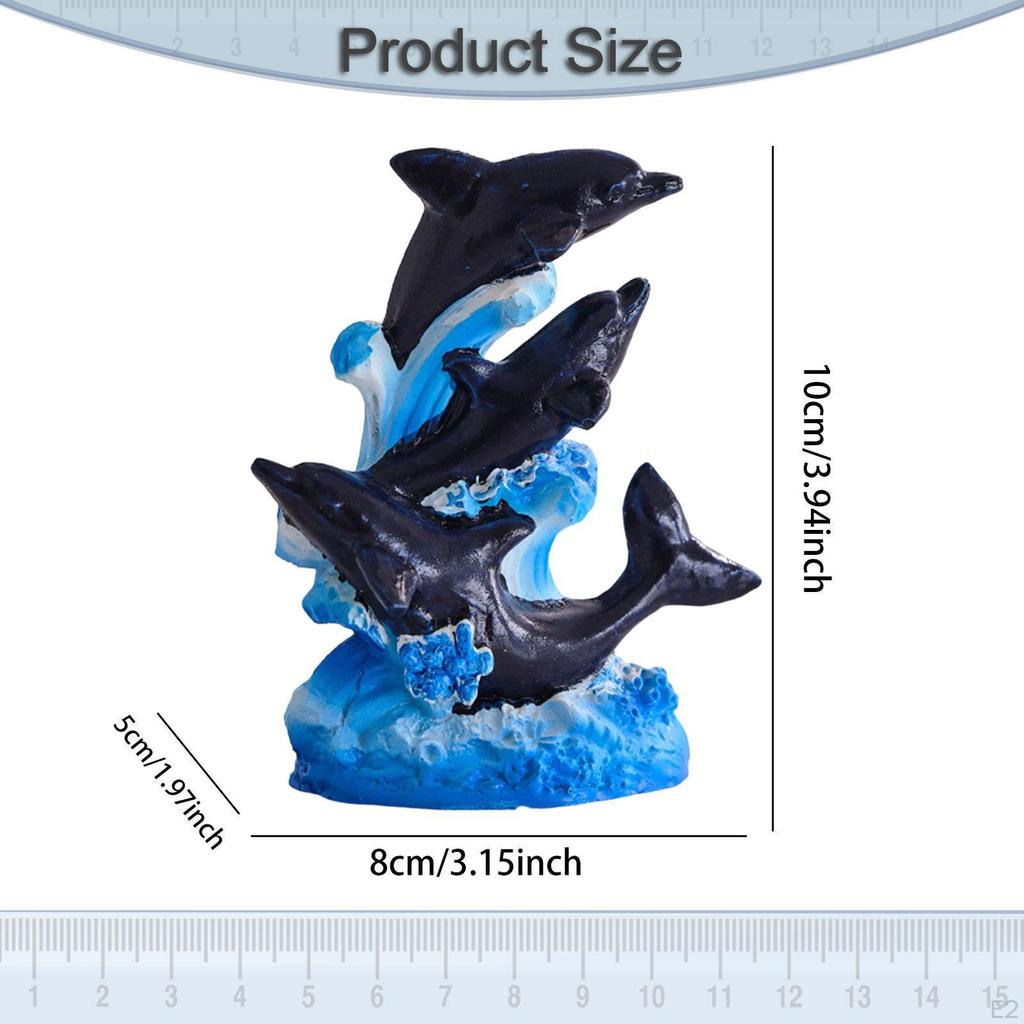Resin Dolphin Figurine Beach Themed Room Decor Art Crafts Desktop Ornament Decorative Statue for
