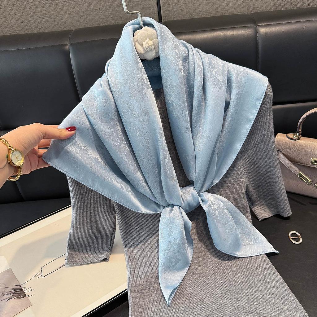 90x90cm New Spring/Summer Imitation Silk Square Shawl Scarf Flower Handkerchief Scarf Women Bandana Headscarves