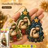 15 Stück 2D Flache Holz Krippenfiguren Ornamente Set Bemalte Religiöse Weihnachtsdekoration Weihnachts-Heimdekoration