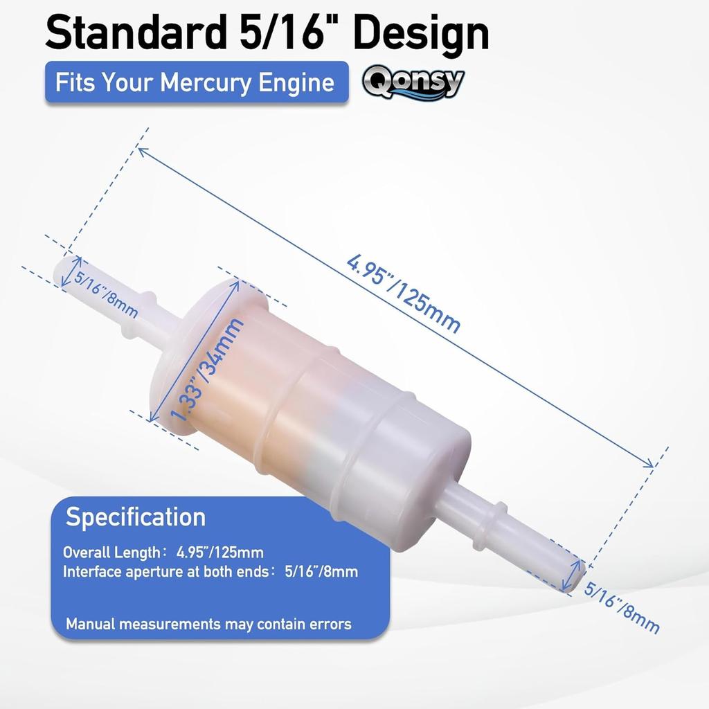 2PCS 879885Q In-line Fuel Filters for Mercury and Mariner 4 Stroke EFI 30-350 HP Outboard Engine 879885T 879885K Sierra 18-7718