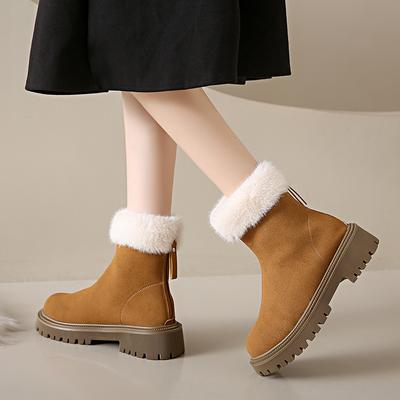 Women Snow Boots 2024 Winter New Warm Comfort Thickened Fluff Ankle Boots Women Casual Platform Wedges Cotton Shoes for Women