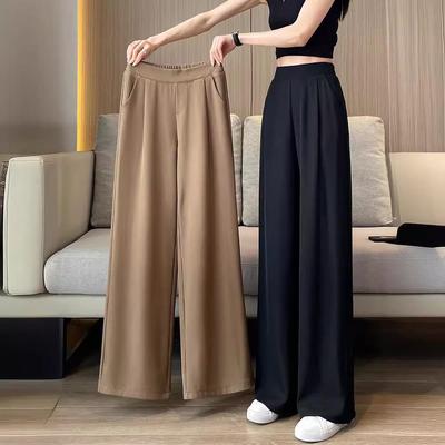 Plus Size High Waist Wide-Leg Suit Pants for Women - Spring/Fall Casual Wear