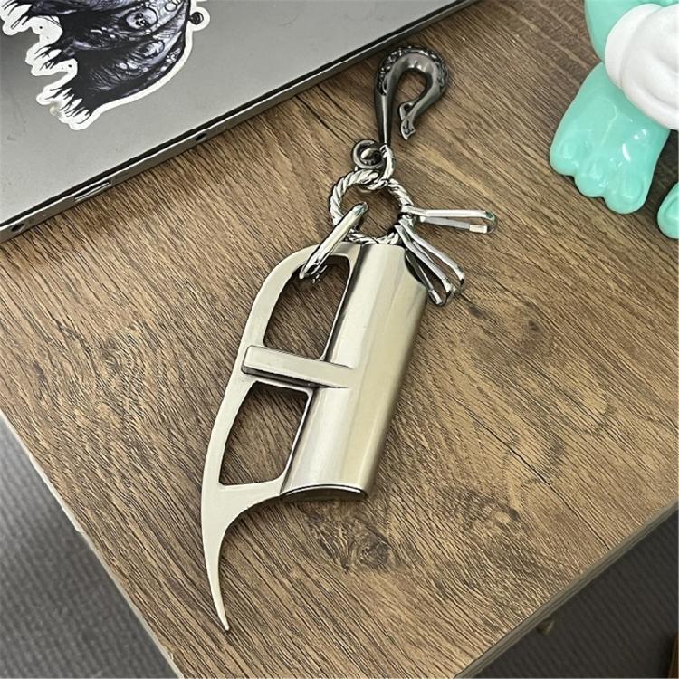 Legierungsschlüsselanhänger mit gealtertem Finish, Feature: Feuerzeugabdeckung, Fach, Vintage-Industriedesign, Für Herrenaccessoires