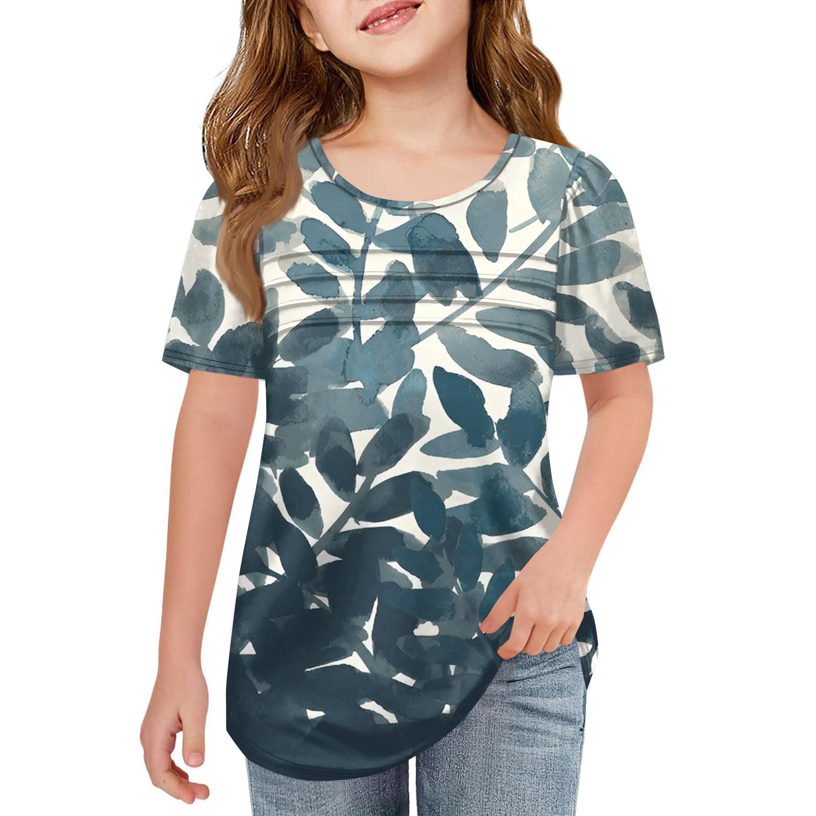 

Детские футболки-поло Летнее пальто для отдыха с короткими рукавами Футболка с круглым воротником и принтом 140