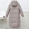 Long Puffer Jacket for Women Winter Warm Hooded Coat with Zip Thickened Long Sleeve Down Coat with Pockets