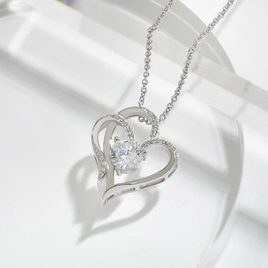 Women Necklace Rhinestone Hollow Heart Pendant Neck Decoration Jewelry Adjustable Prom Party Dating Clavicle Necklace