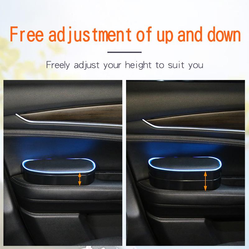 Covoraș anti-alunecare reglabil anti-oboseală Cutie de depozitare din piele PU LED Universal Car Cotieră stânga Suport cot