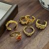 Court Iris Retro Light Luxury Open Ring Women'S Niche Fashion Flower Bow Maple Leaf Snowflake Ring