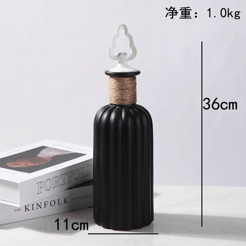 High-end Vertical Pattern Ceramic Storage Jar Art Flower Arrangement Candy Tea Pot Dining Table Vase Home Decor