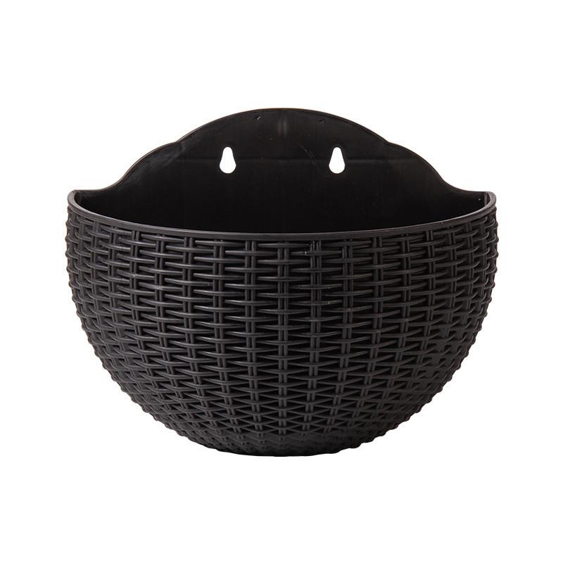 Wall Mount Planter With Rattan Style Wicker Design For Indoor Garden Decor