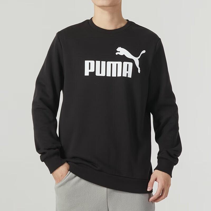 PUMA Letter Print Fleece Pullover Sweatshirt 'Black White' Men's 682722-01