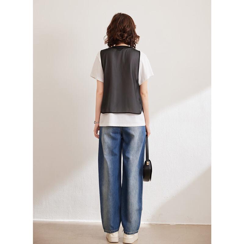 Women's 3D Floral Chiffon Vest with Frog Buttons
