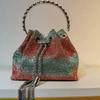 2026 Womens Crystal-Embellished Crossbody Bag Fringe Detail Small Square Shoulder No Top Handle