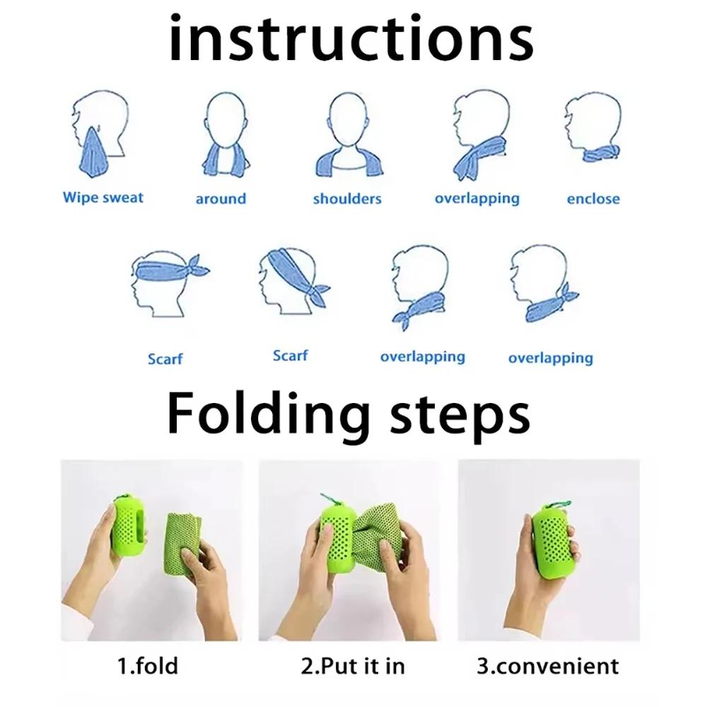 Portable Circular Silicone Wrapped Cold Towel Cooling Towel Quick Drying Polyester Fiber Towels Beach Accessories Sport Fitness