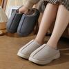 Solid Color Imitation Deerskin Velvet Splicing Home Slippers Thick Bottom Non-slip Lightweight Warm Cotton Women Thickened Warm