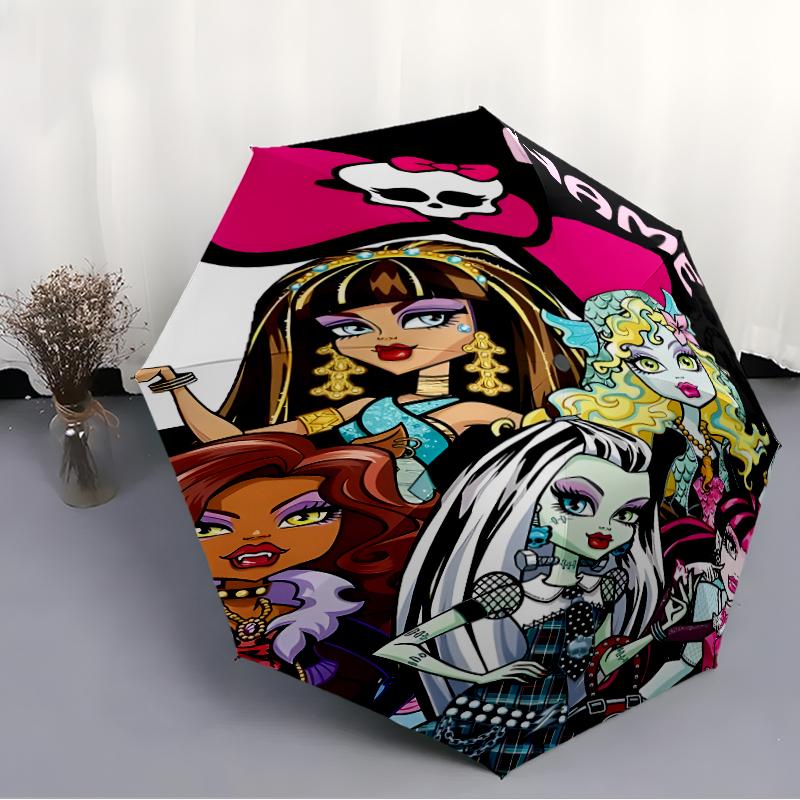 Personalized Name Monster High Draculaura Print Umbrella - Automatic Open/Close, Eight-Rib Durable Frame, Automatic Folding Umbrella