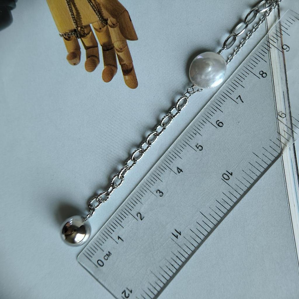 Silver Necklace with Natural Baroque Pearls, Item Weight 5.86 G (2187264)