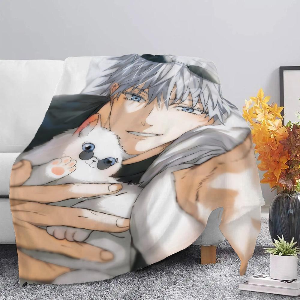 Anime Jujutsu Kaisen  Printed Picnic Blankets Warm Blanket Gojo Satoru Soft and Comfortable Blanket Home Travel Birthday Gift