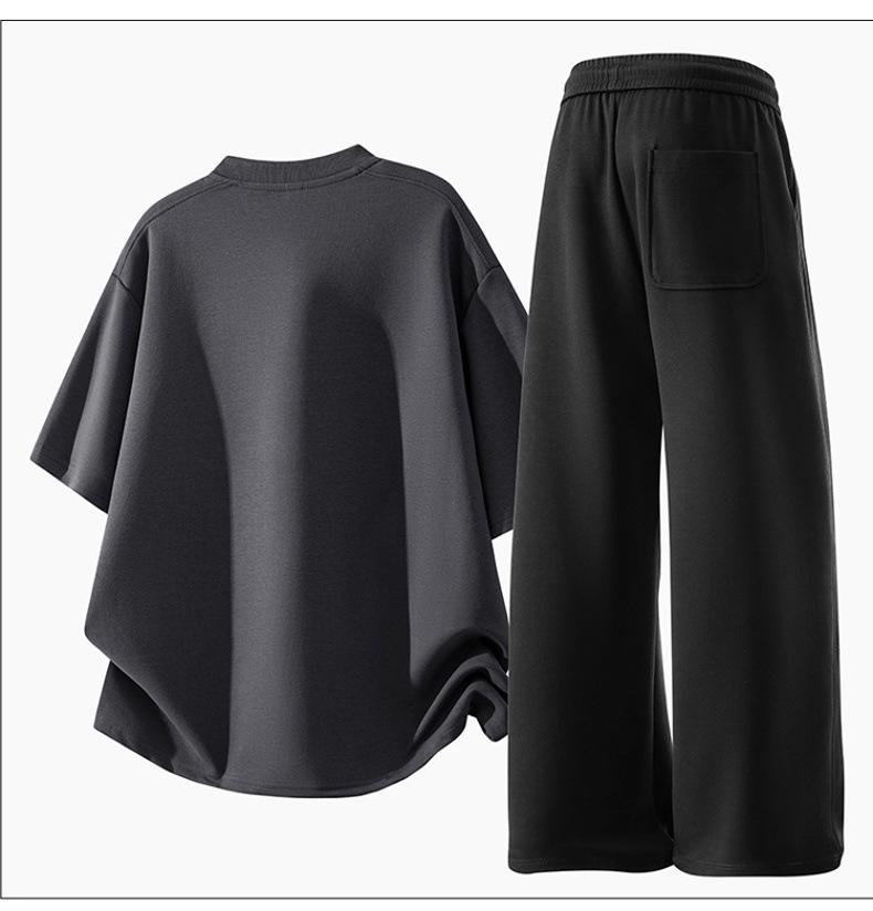 Men's Plus Size Summer Short-Sleeve T-Shirt & Shorts Two-Piece Set - Youth Fashion Casual Loose Fit