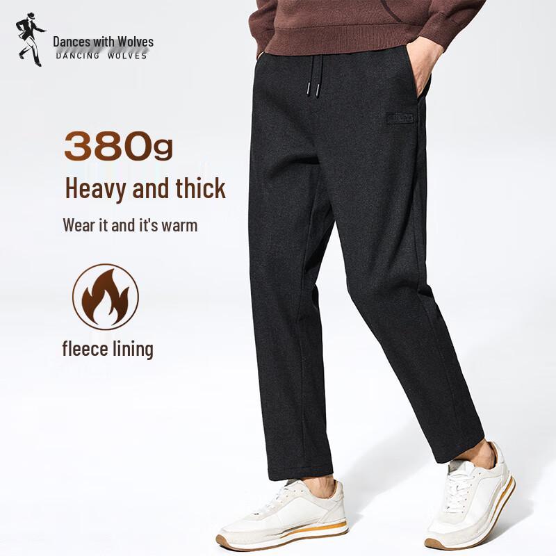 

Dance with Wolves Men s Fleece-Lined Elastic Waist Ankle-Length Casual Pants L