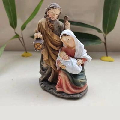 Handmade Holy Family Statues Painted Religious Sculptures Exquisite Christ Figurine  Decor Toys