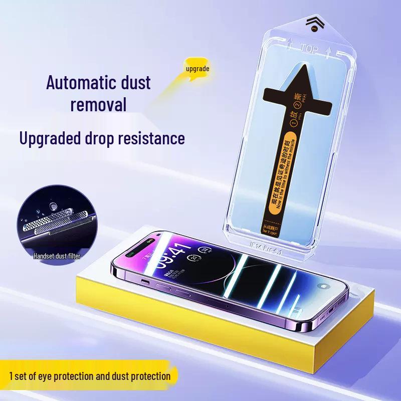 iPhone 17 Pro Max Tempered Film with Dust-Free Chamber Application for iPhone 13/14/15 Pro