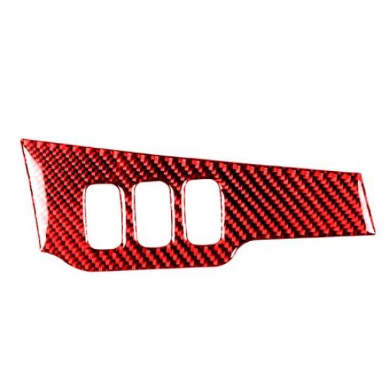 Red Carbon Fiber Headlight Control Cover Trim For Mitsubishi Lancer 2008-15
