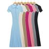 YPFF Trendy Women's Turn-Down Collar Fishtail Dress - Short Sleeve, Slim-Fit, Hip-Hugging, European & American Style.