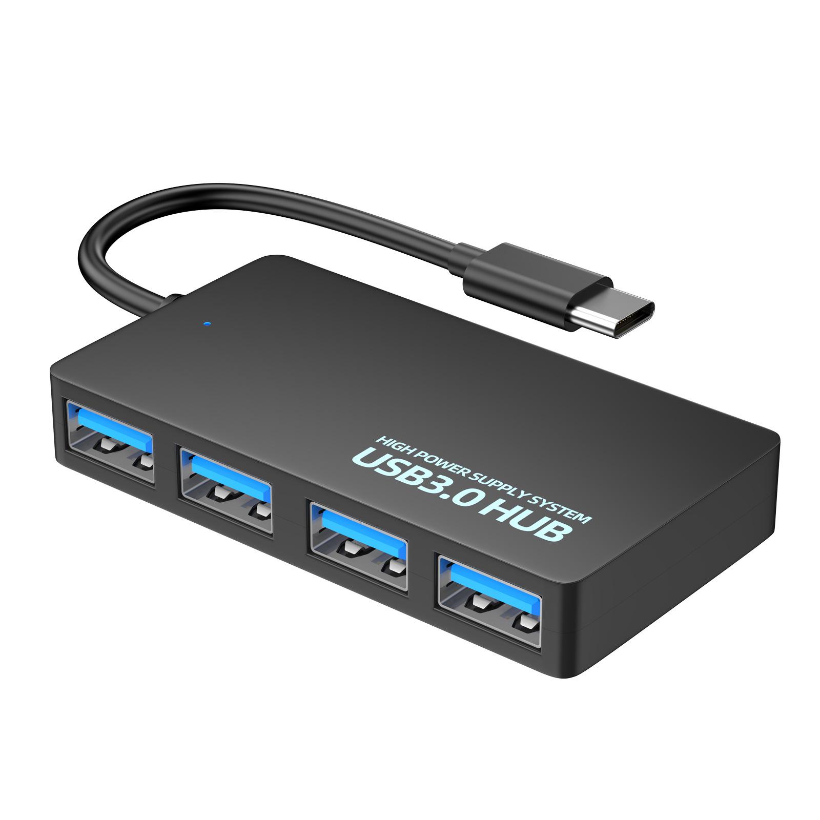 Портативный USB-хаб Компактный 4-портовый USB 3.0 хаб Сплиттер Адаптер 5 Гбит/с для Mac Ноутбука ПК Настольного компьютера Черный