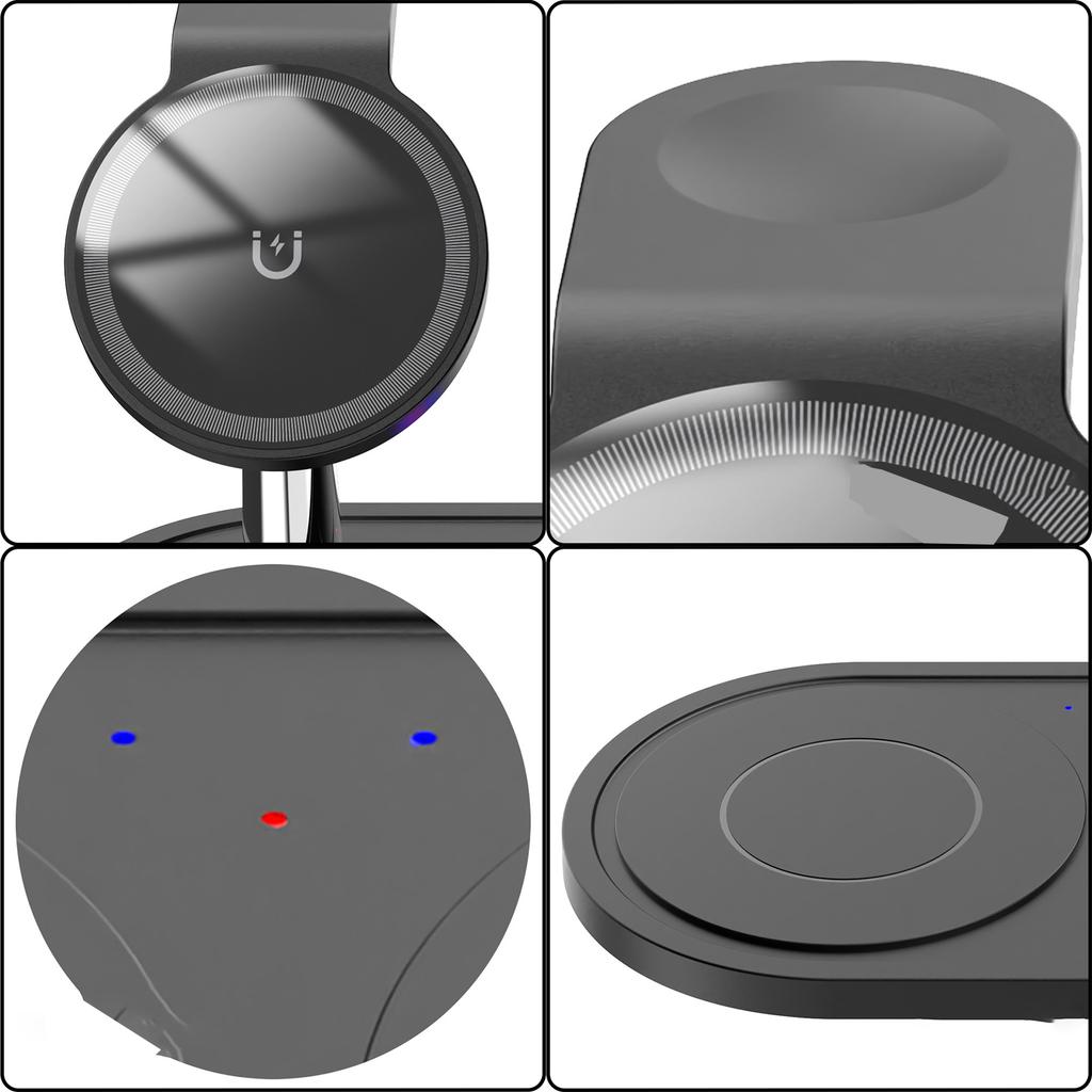 3 in 1 wireless charger 15W for Apple magnetic wireless charger multi-function desktop mobile phone holder