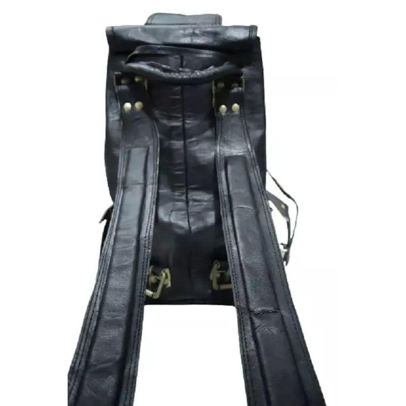 Черный винтажный просторный кожаный рюкзак-саквояж из натуральной кожи для ноутбука 20 — фото 3
