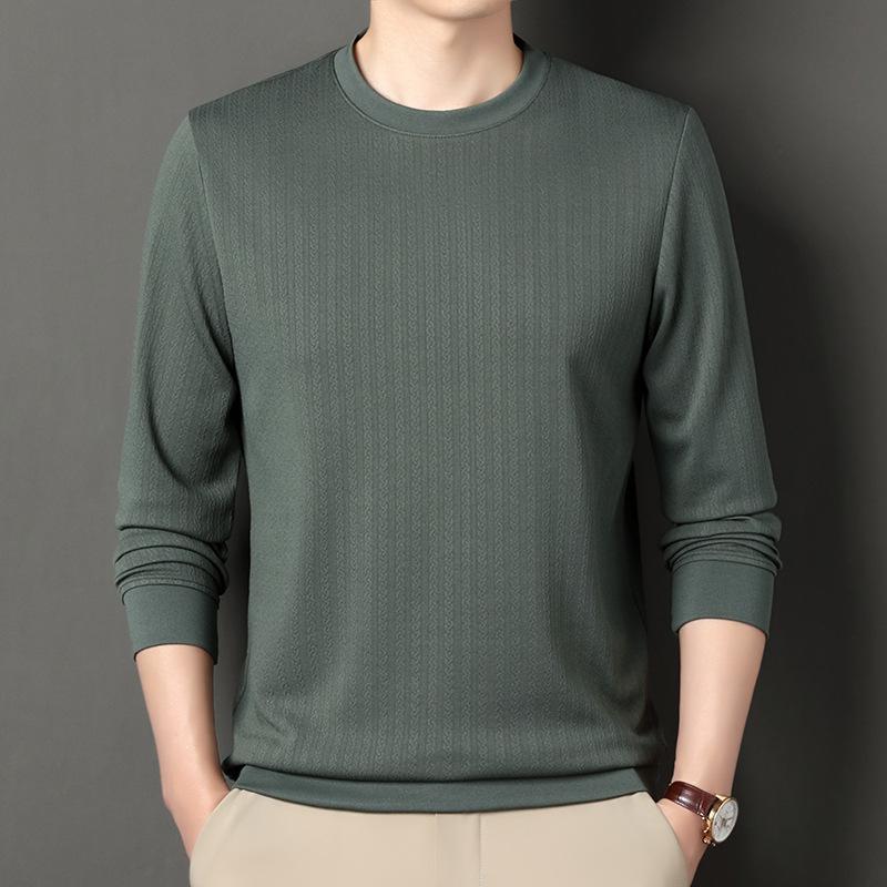 Autumn New Long-sleeved T-shirt Men's Round Neck Bottoming Shirt Solid Color Trendy Brand Korean Style Fashion Versatile Top